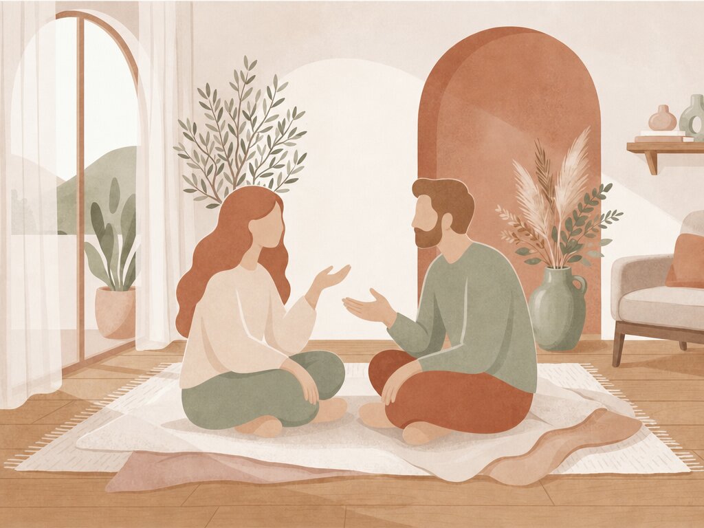 Illustration representing a mind gently pulled back into the present moment